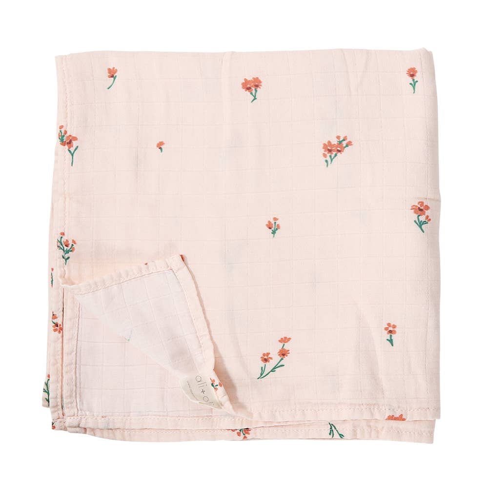 Petite Posies Bamboo Muslin Swaddle Blanket