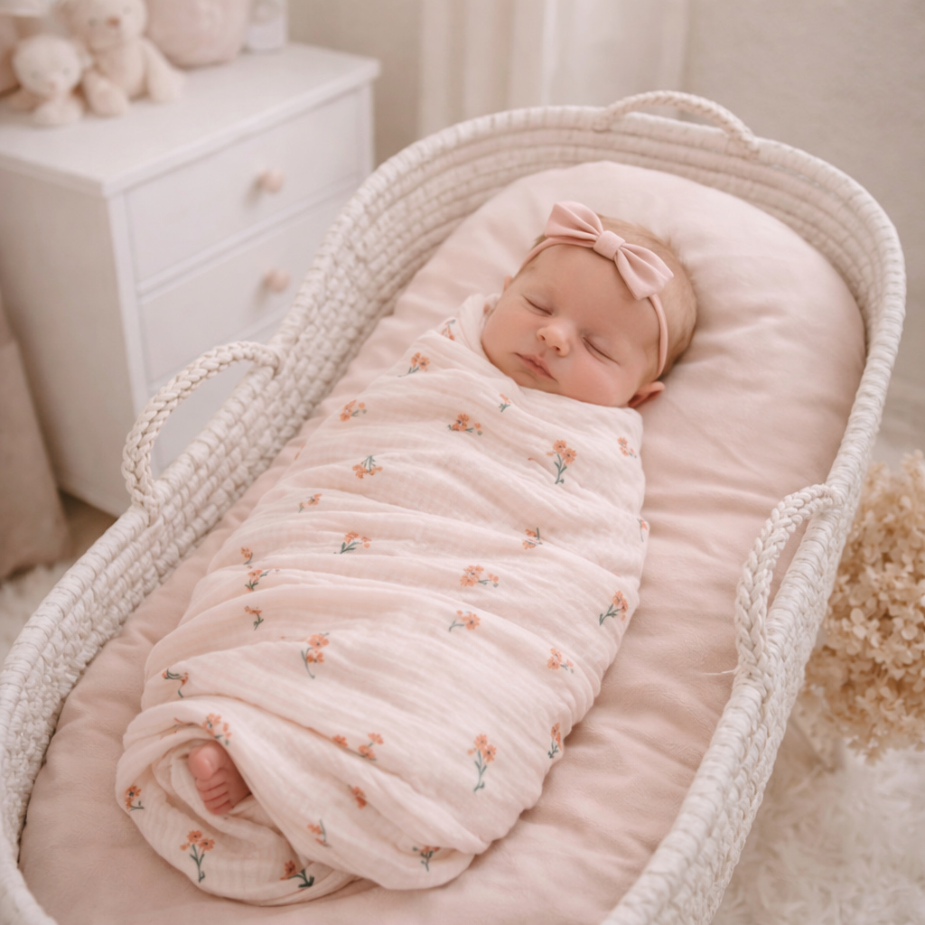Petite Posies Bamboo Muslin Swaddle Blanket