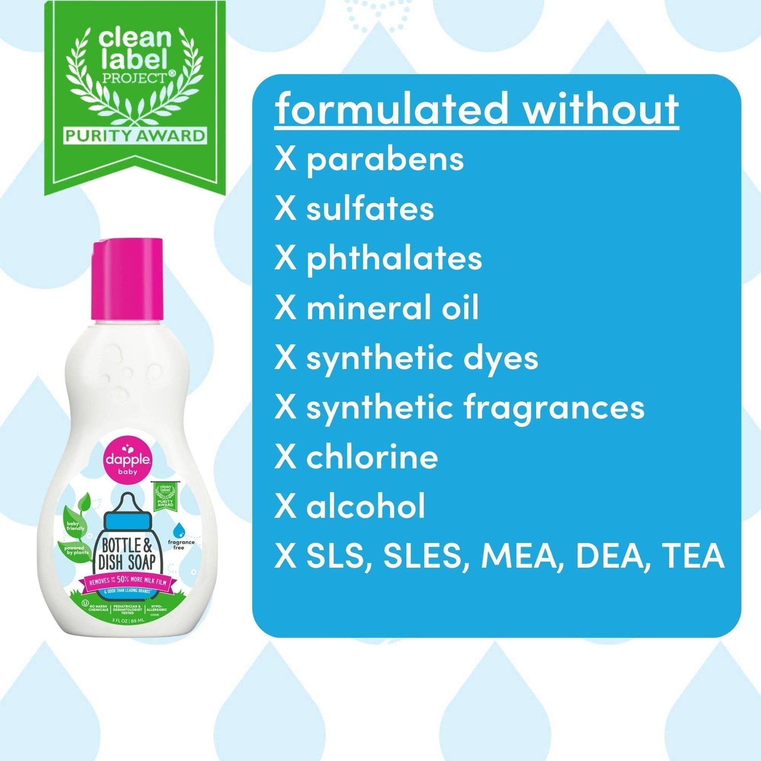 Dapple Baby On the Go Dish Soap 3 oz. Travel Size (Pack of 2)