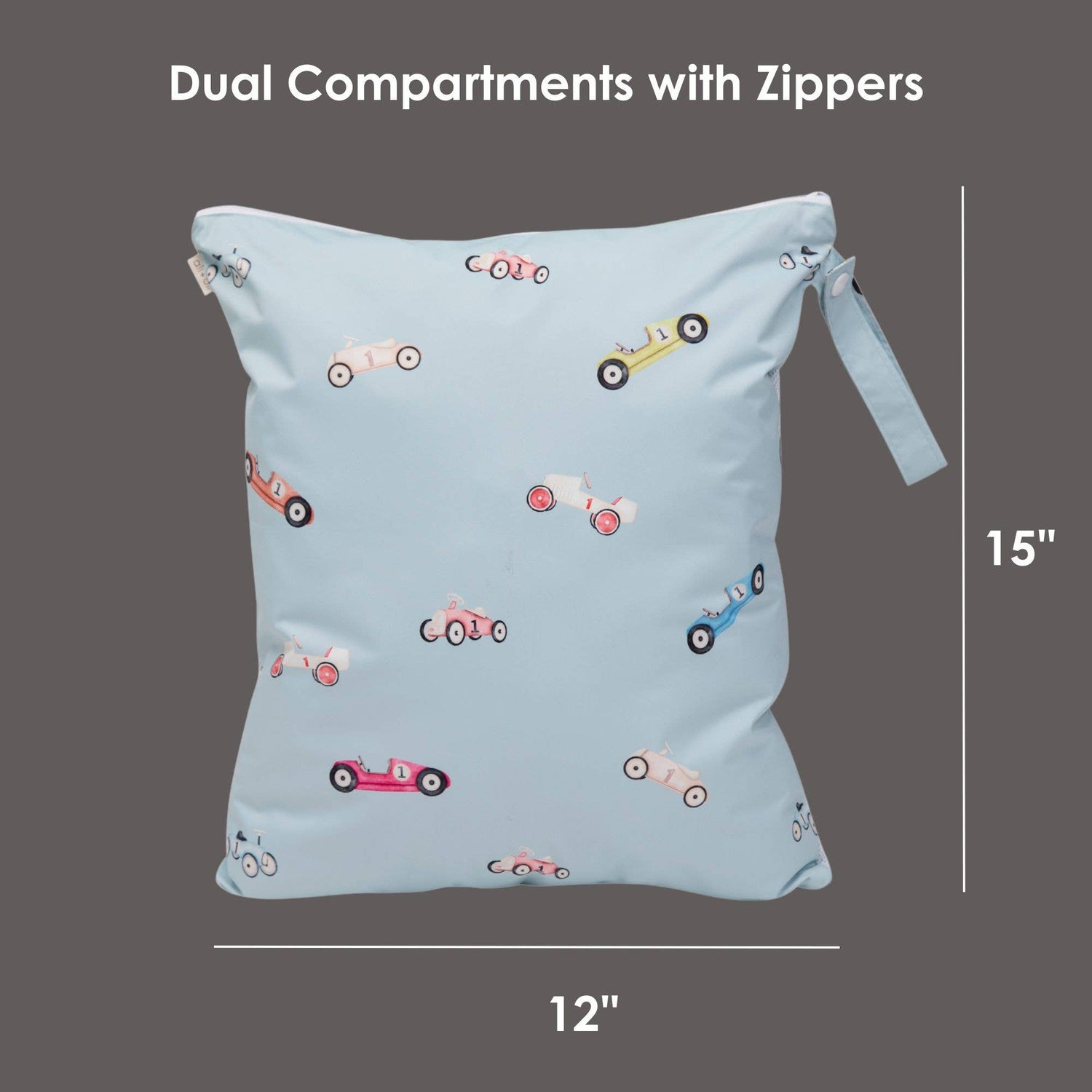 Retro Cars Dual-Compartment Wet/Dry Bag with Mesh Pocket Retro Cars